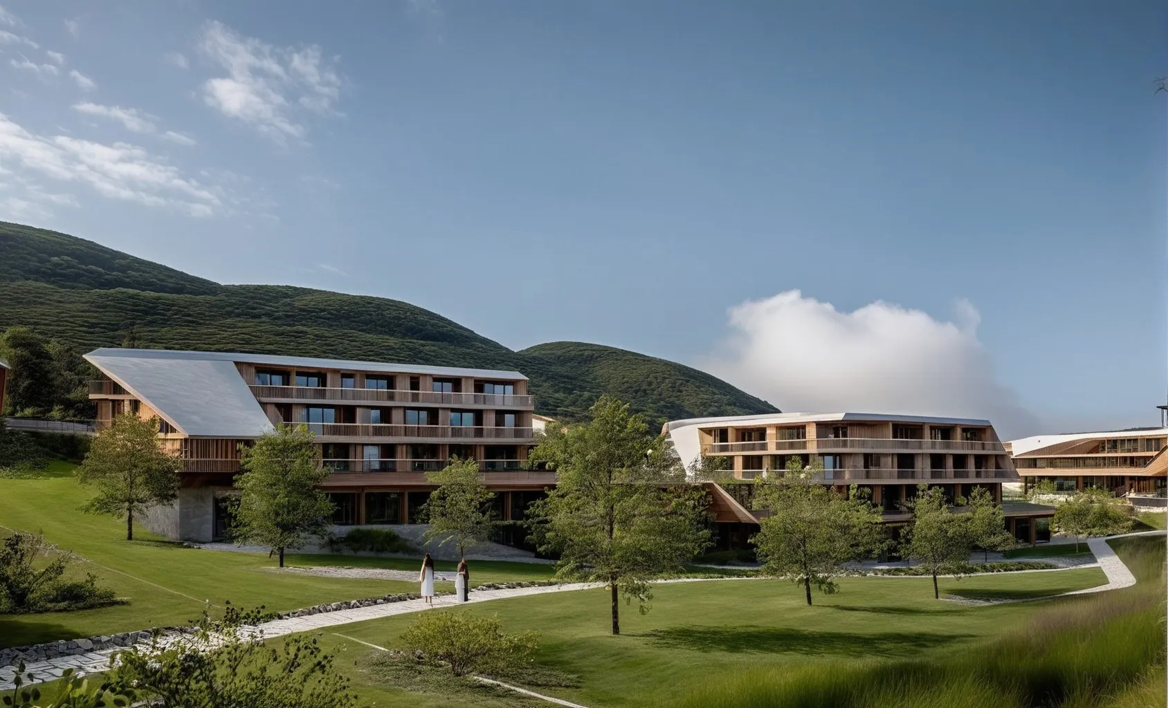 Rendering des 4-Sterne-Hotels vor den Hügeln Kärntens